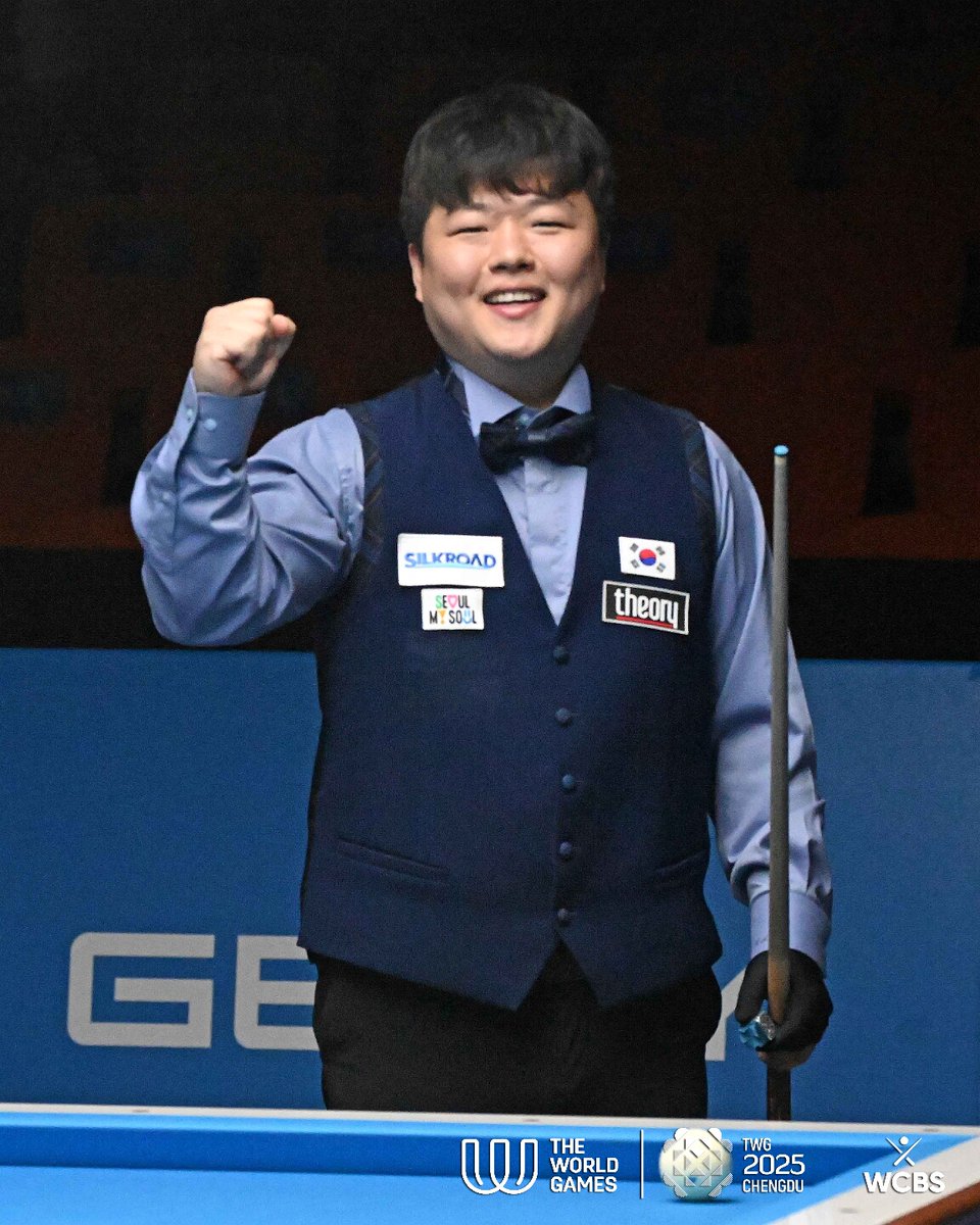 World Games 2025: Myungwoo Cho is the World Games Champion in Mens’s 3-Cushion! 🏆

#wcbs #billiards #TWG2025