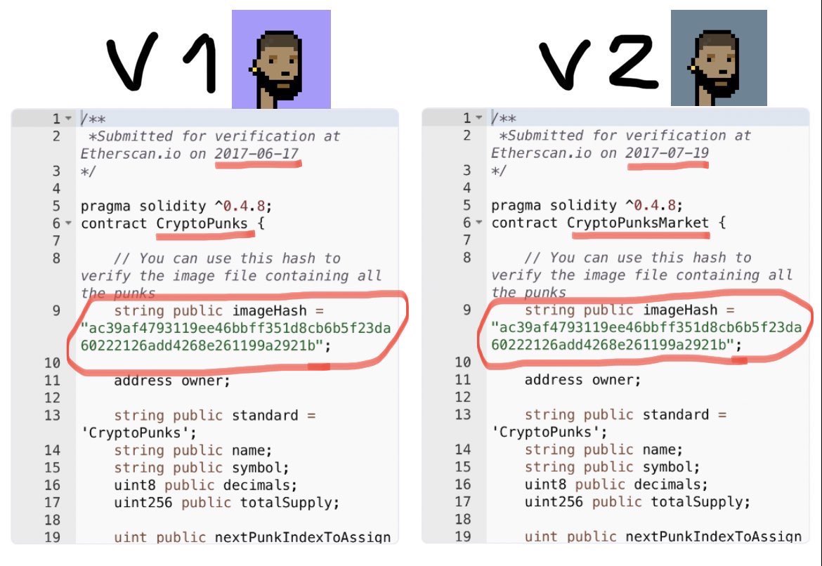Levi2624 (@collectoooor156) on Twitter photo <a href="/sergitosergito/">Sergito ❚ ❚</a> <a href="/ThreadguyClipz/">Threadguy Clips</a> <a href="/Cryptopathic/">path.eth 🛡️</a> By broken you mean they accidentally made the contract so they could not be traded on the Larvalabs platform.
V2s need to be wrapped to be sold anywhere else aswell. And they are not even called CryptoPunks. One of the biggest ongoing cover ups in the Crypto scam space. <a href="/sergitosergito/">Sergito ❚ ❚</a> <a href="/ThreadguyClipz/">Threadguy Clips</a> <a href="/Cryptopathic/">path.eth 🛡️</a> By broken you mean they accidentally made the contract so they could not be traded on the Larvalabs platform.
V2s need to be wrapped to be sold anywhere else aswell. And they are not even called CryptoPunks. One of the biggest ongoing cover ups in the Crypto scam space.