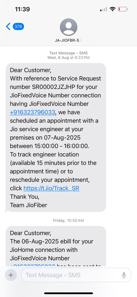 prathamking's tweet photo. @JioCare @reliancejio My Jio AirFiber keeps disconnecting frequently, severely hampering my work. Since last month, I’ve been calling customer care daily — every time I get a text about an engineer visit, but no one ever comes. Same reply, same messages, no action. #JioAirFiber https://t.co/CoGrthcVRa