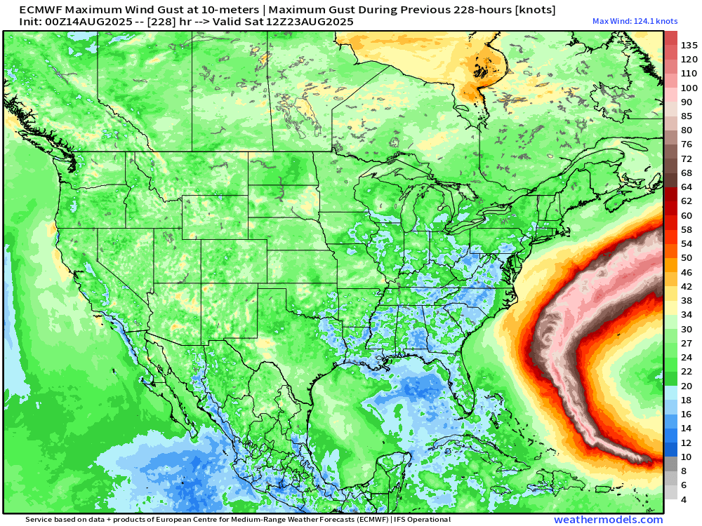 OSUWXGUY's tweet image. Hopefully we seem to be settling in to a track for Tropical Storm Erin that will keep its strongest winds between the US East Coast and Bermuda.  0Z EC moved back east, while the GFS moved a bit more west -&amp;gt; converging on a solution for now

#ThreadTheNeedle #TropicalStormErin