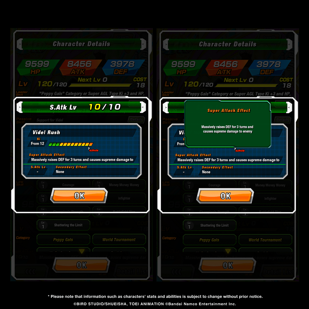 First-hand information on UR [Strength Worthy of the Name] Videl's stats!