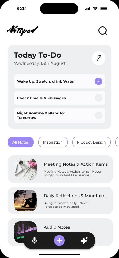 Redmix_designs's tweet photo. Just wrapped up a clean, intuitive notepad UI ✨ — packed with reminders, quick notes, and voice recording. Your ideas, now more organized than ever! 📝🔔🎙️ #UIDesign #Productivity #PWJCommunity #jolomidesigns #jolomiomadeli https://t.co/mPK1ab8Pxu