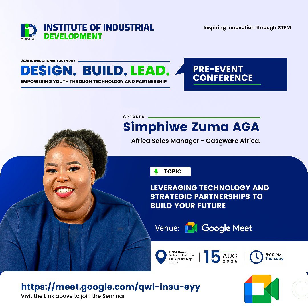 Inidevelopment's tweet image. We are having Simphewe Zima, Africa Sales manager at Caseware Africa speak on Leveraging Technology &amp;amp; Strategic Partnerships to Build Your Future

Friday by 6pmAugust 15
Time: 6:00pm - 7:00pm
meet.google.com/qwi-insu-eyy