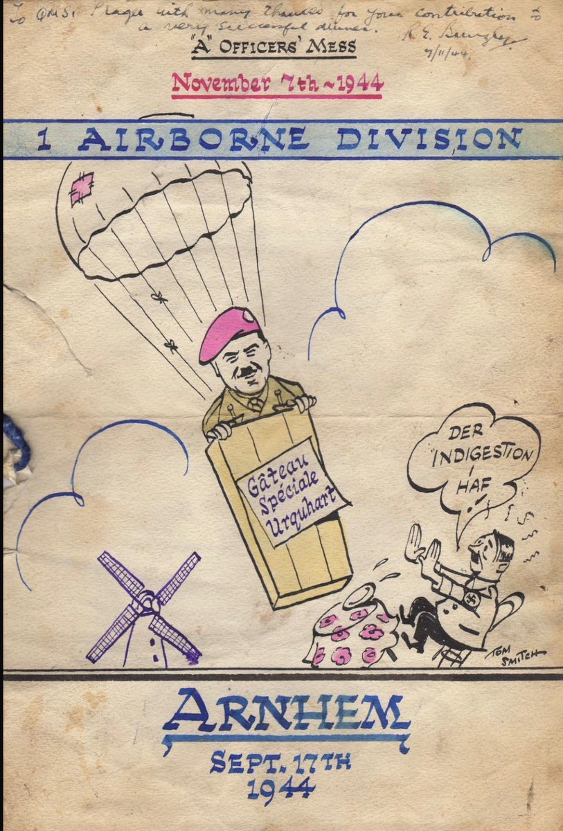 NotesFASMil's tweet image. Interesting post-Arnhem dinner night menu of the officers of 1st Airborne Division, and naming of dishes from Nov 44!