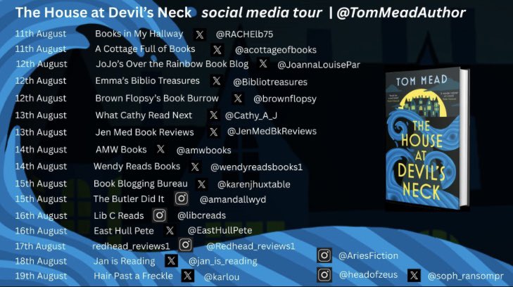 Wendyreadsbooks (@wendyreadsbook1) on Twitter photo Huge thanks to <a href="/soph_ransompr/">Sophie Ransom</a> <a href="/AriesFiction/">Aries Fiction</a> <a href="/TomMeadAuthor/">Tom Mead</a> for my spot on the tour today for the brilliantly clever #TheHouseAtDevilsNeck
instagram.com/p/DNU0AjcIVUe/…
⭐️⭐️⭐️⭐️⭐️
#BookTwitter Huge thanks to <a href="/soph_ransompr/">Sophie Ransom</a> <a href="/AriesFiction/">Aries Fiction</a> <a href="/TomMeadAuthor/">Tom Mead</a> for my spot on the tour today for the brilliantly clever #TheHouseAtDevilsNeck
instagram.com/p/DNU0AjcIVUe/…
⭐️⭐️⭐️⭐️⭐️
#BookTwitter