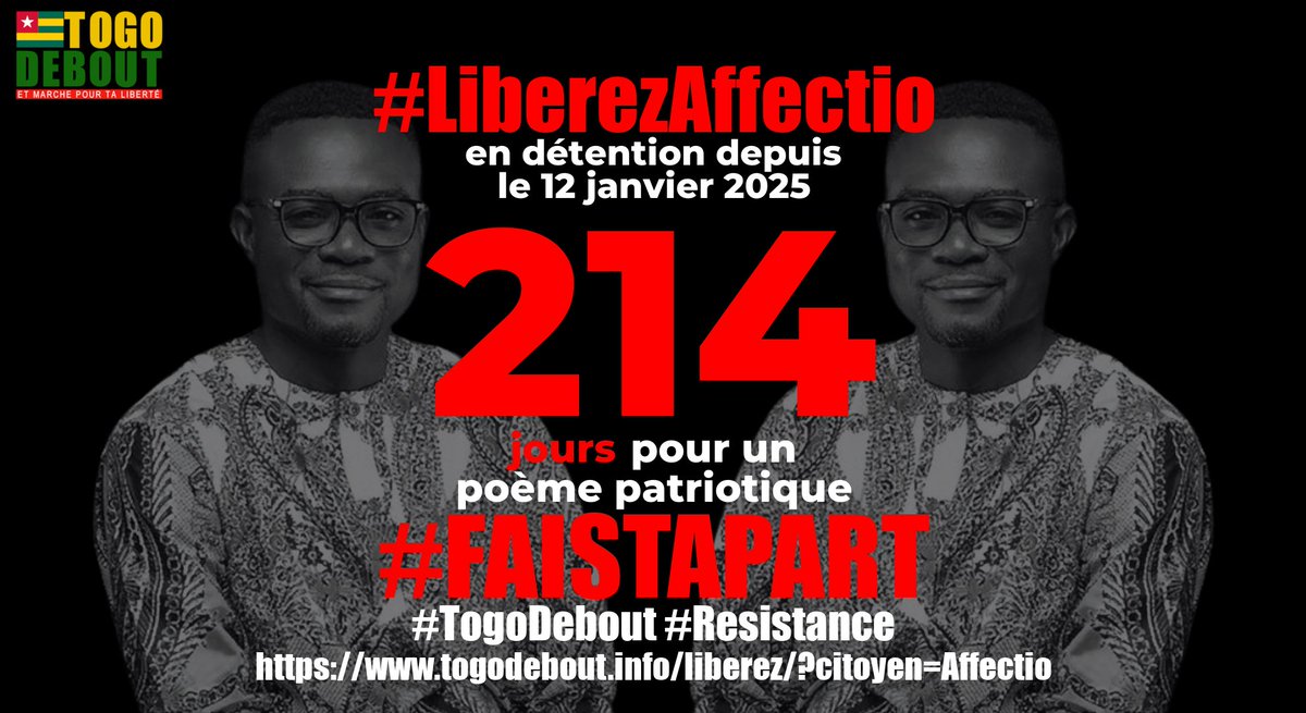Libérez Affectio / Free Affectio togodebout.info/liberez/&s=1da…

#LiberezAffectio #FreeAffectio
#FreeTogo #TogoDebout #FaureMustGo