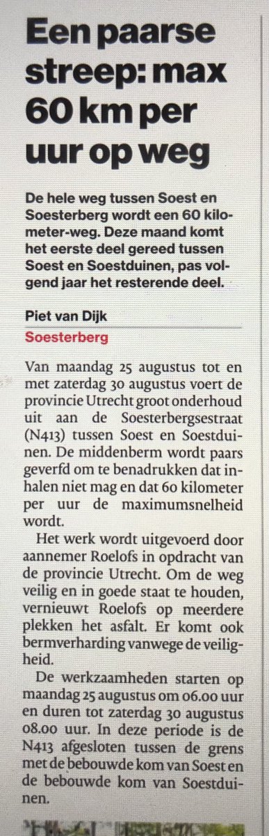 Goed dat provincie Utrecht dit doet. 60km tussen Soest en Soesterberg.
Of dit ook zsm kan op de Bunschoterstraat, tussen A1 en #Amersfoort? 
#minderherrie #minderluchtvervuiling