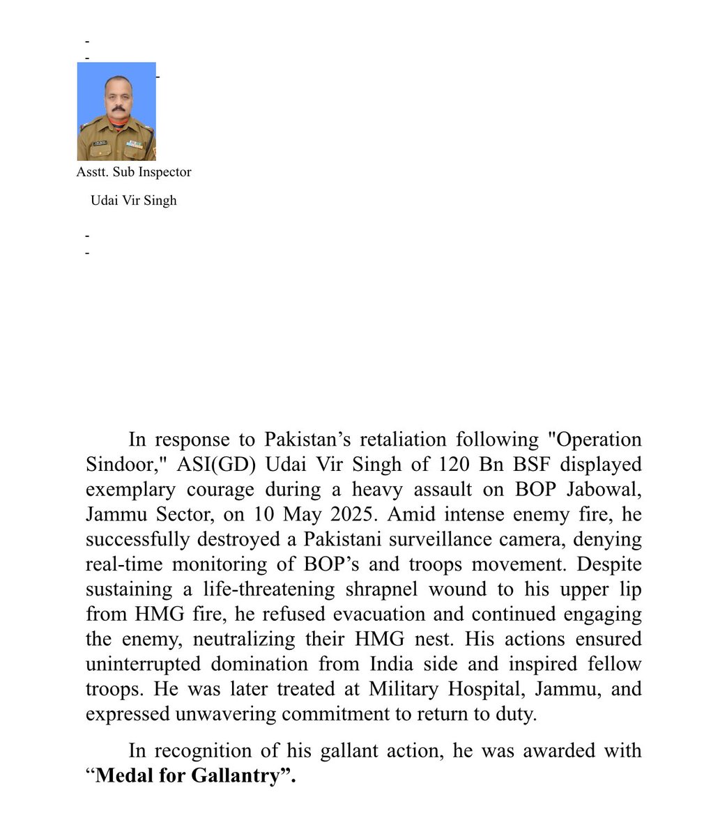 India’s Border Security Force (BSF) Jawans get Medal of Gallantry for success in #OperationSindoor against Pakistan.