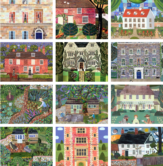 My colourful collage cards depicting writers' houses are ideal for bookshops ... always happy to hear from interested potential stockists through my catalogue: amanda-white-design-cards.weebly.com
 #EarlyBiz #Bookstagram #Bookshops #bookish #greetingcards #shopindie #elevenseshour