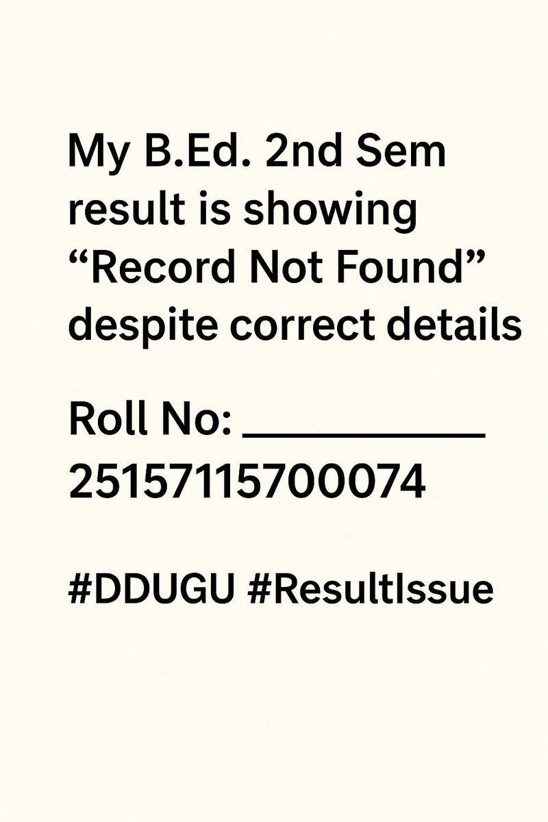 govinda301197's tweet image. Respected ma'am please look into this matter 🙏🙏🙏 #ddugu #resultissue #up