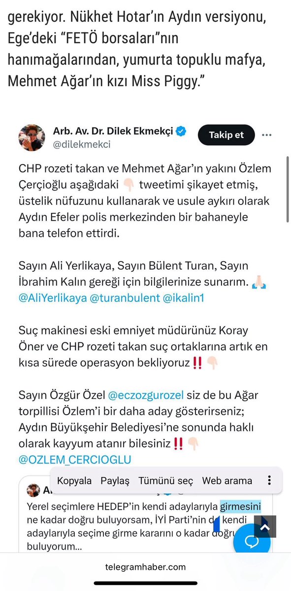 Bugüne kadar susup, bugün Özlem Çerçioğlu’na “topuklayan efe” diye lakap taktığını sananlar…

Geçmişte Özlem Çerçioğlu ile ilgili yazdıklarımı ve kendisine taktığım lakapları, Özgür Özel’i de bu kadının tekrar aday gösterilmemesi konusunda nasıl uyardığımı iyi