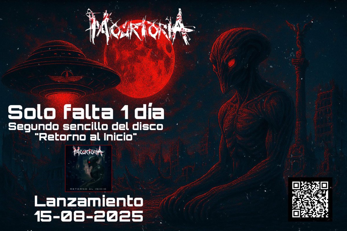 Solo falta1 día para el lanzamiento de nuestro segundo sencillo de nuestro nuevo disco “Retorno al Inicio”. 👽🛸😈🩸🇲🇽
#MourtoriaNewCD
#newcdretornoalinicio
#mourtoria25años