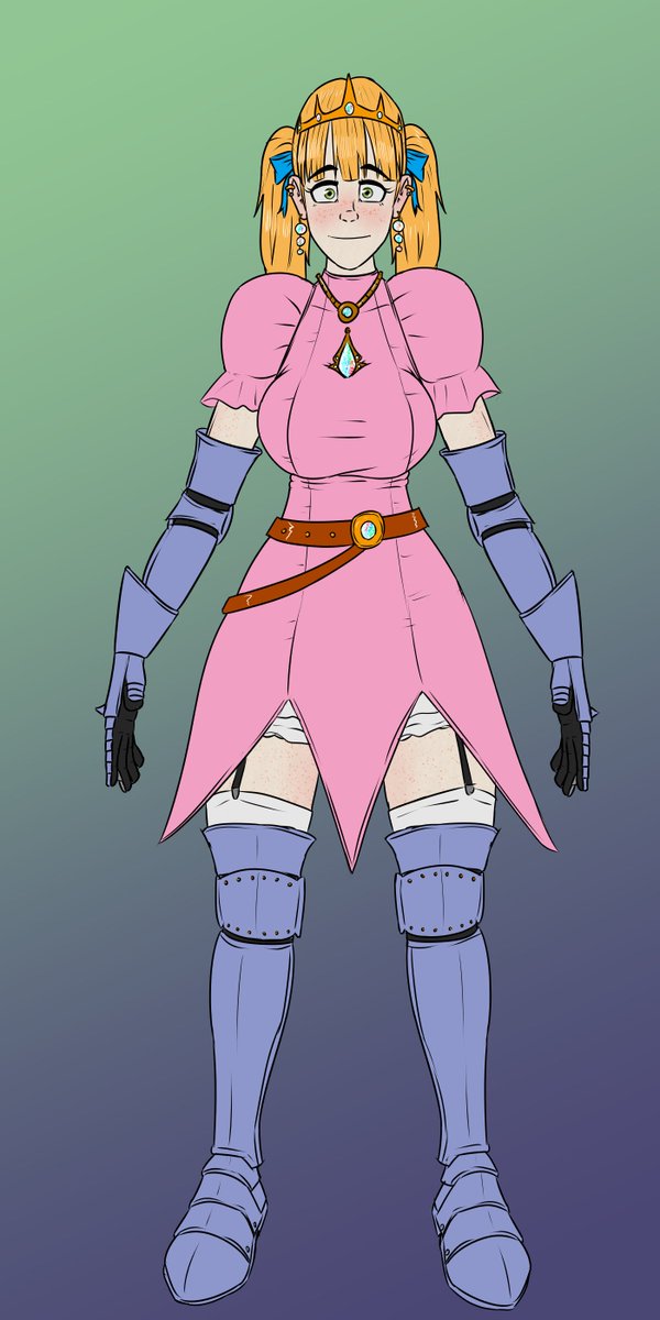Wanted to work on a design for a princess character, always been a fan of armoured legs and arms with a dress~