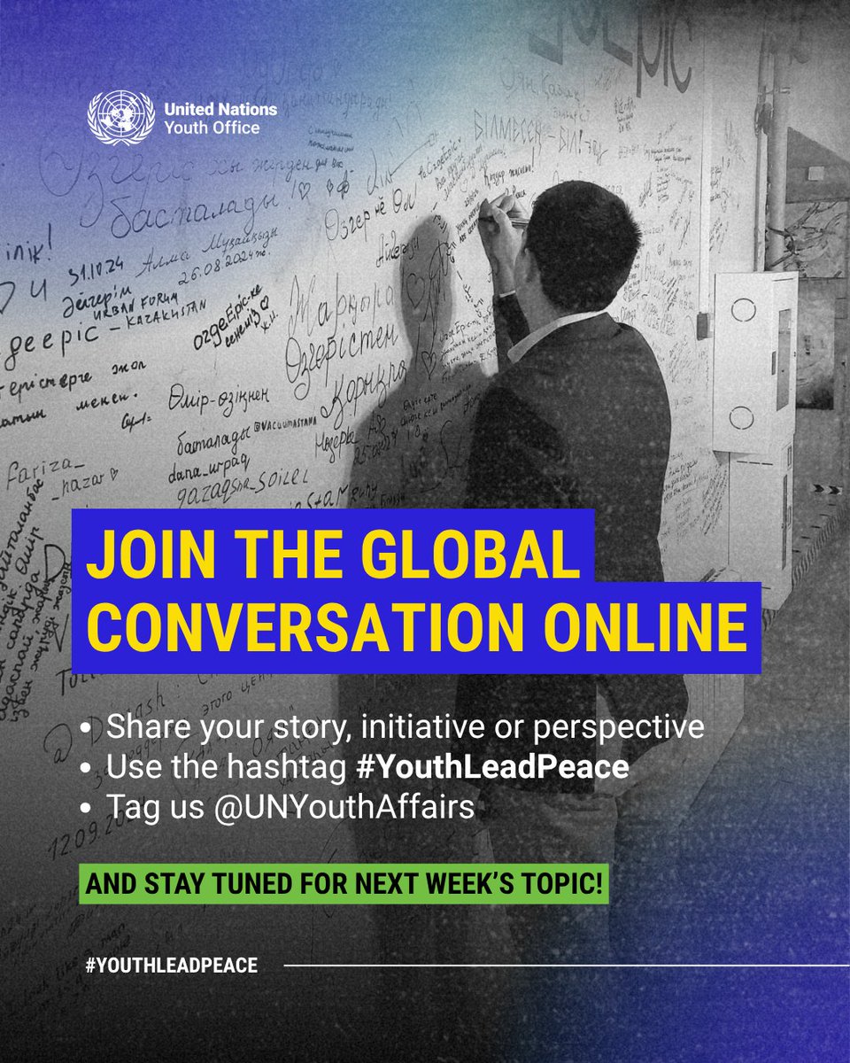 United Nations in Cambodia (@uncambodia) on Twitter photo 1οΈβ£ This week's question: What are you doing to build peace in your community?
Join the global conversation β use #YouthLeadPeace and tag <a href="/UNYouthAffairs/">UN Youth Office</a> so we can help your voice reach global audiences. 1οΈβ£ This week's question: What are you doing to build peace in your community?
Join the global conversation β use #YouthLeadPeace and tag <a href="/UNYouthAffairs/">UN Youth Office</a> so we can help your voice reach global audiences.