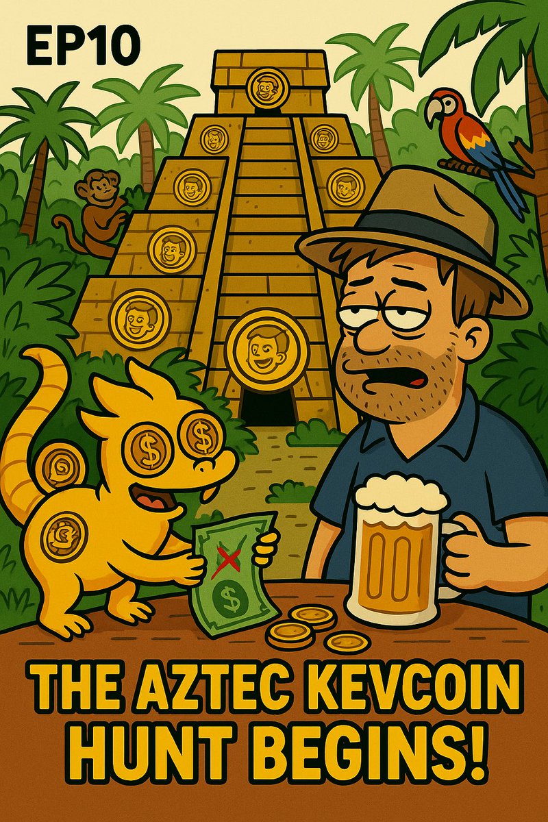 KevCoin_'s tweet photo. EP10: Kev’s got a plan 🍺 — find KEVCOIN in ancient Aztec pyramids! 🏺🪙 Goldtail’s ready with the treasure map, Kev’s ready with… beer. The jungle hunt begins! 🌴🚀 #KEVCoin #Goldtail #Bitcoin #elon_musk https://t.co/xSGmOGrCMN