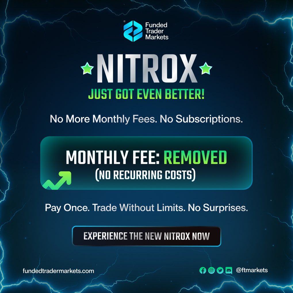 FTMarketslive's tweet photo. We heard you loud and clear. 🚨

Effective immediately, the monthly subscription for all 1-Step Nitro X plans has been REMOVED! 

✅ No more monthly fees
✅ Pay once, trade with ease
✅ No rebills for existing monthly users

This change is designed to make the Nitro X plan more accessible to all traders, eliminating the stress of monthly payments!