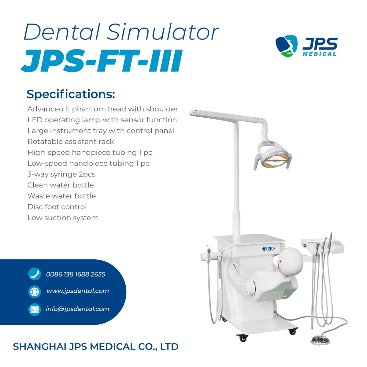 🎯 The JPS-FT-III #DentalSimulator is here!
💡 Advanced phantom head + LED sensor lamp
🪑 Ergonomic design &amp; four hands operation
🧼 Auto-reset &amp; independent suction
Perfect for #DentalEducation &amp; pre-clinical training!
#Dentistry #DentalSchool #MedicalSimulation