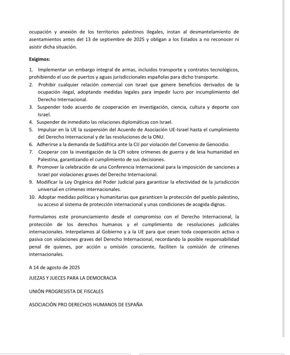 UPFiscales (@upfiscales) on Twitter photo Comunicado de <a href="/UPFiscales/">UPFiscales</a> <a href="/JpDemocracia/">Juezas y Jueces para la Democracia</a> y Asiciación ProDerechos Humanos de España sobre #Palestina
Hay que parar el genocidio del pueblo palestino 👇👇👇 Comunicado de <a href="/UPFiscales/">UPFiscales</a> <a href="/JpDemocracia/">Juezas y Jueces para la Democracia</a> y Asiciación ProDerechos Humanos de España sobre #Palestina
Hay que parar el genocidio del pueblo palestino 👇👇👇