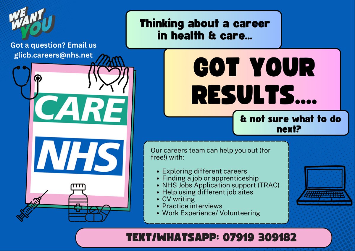 Good luck to everyone in Gloucestershire getting their #ALevel, T-level, BTec National &amp; other Level 3 results today!
Whatever your grades, you’ve got options &amp; the ‘We Want You’ Careers team is here to help you explore them.
Chat with us about your next steps📱
#ResultsDay2025