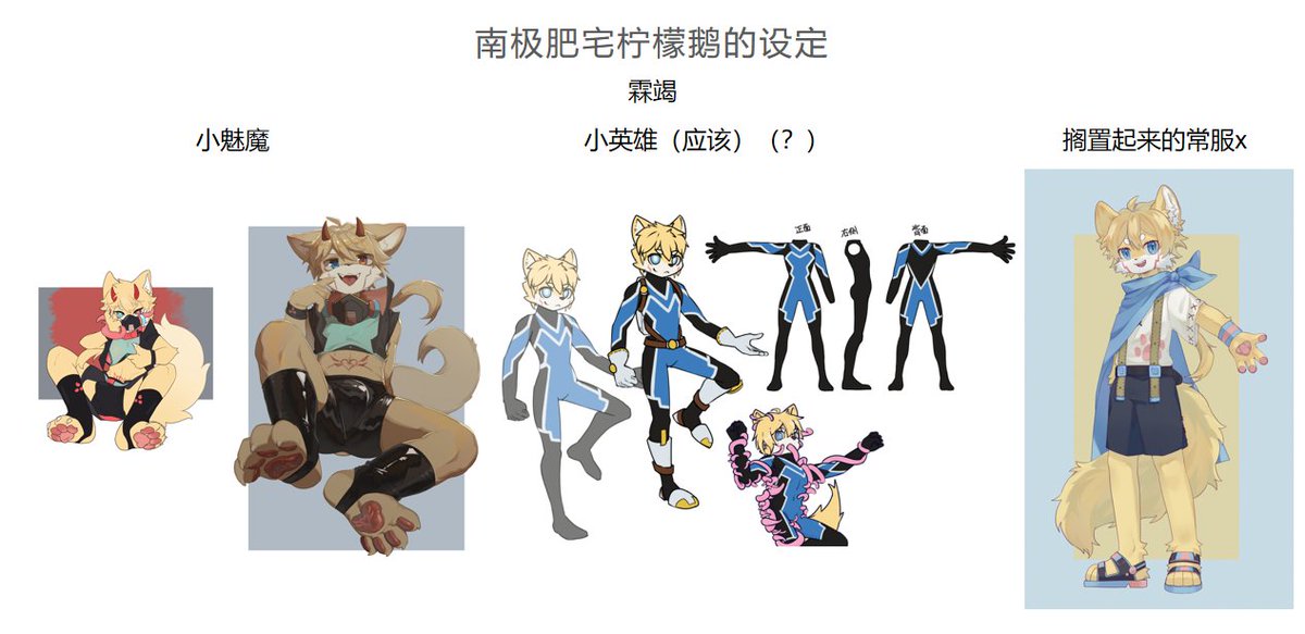 想了想，把目前的所有衣服都列出来了了，想画我的可以随便画（？
展示设定的同时让大家知道自己有哪些衣服，太贴心了我😋
霖竭（设定）不同的衣服就是一个不同的背景/世界观，所以委托起来或者画起来也不用担心什么有的没的（跑了）