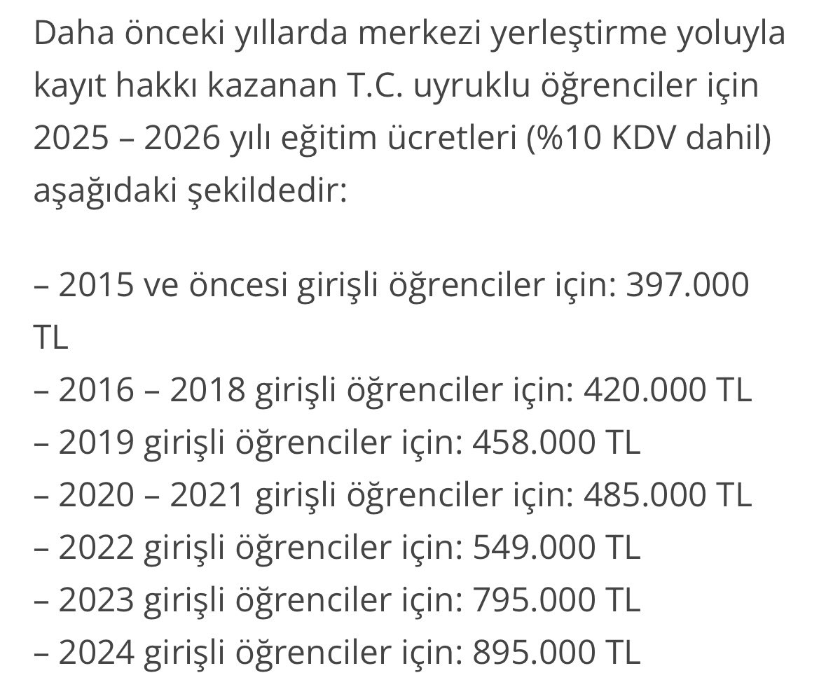 Bilkent Üniversitesi eski öğrencilerin okul ücretlerini açıkladı.