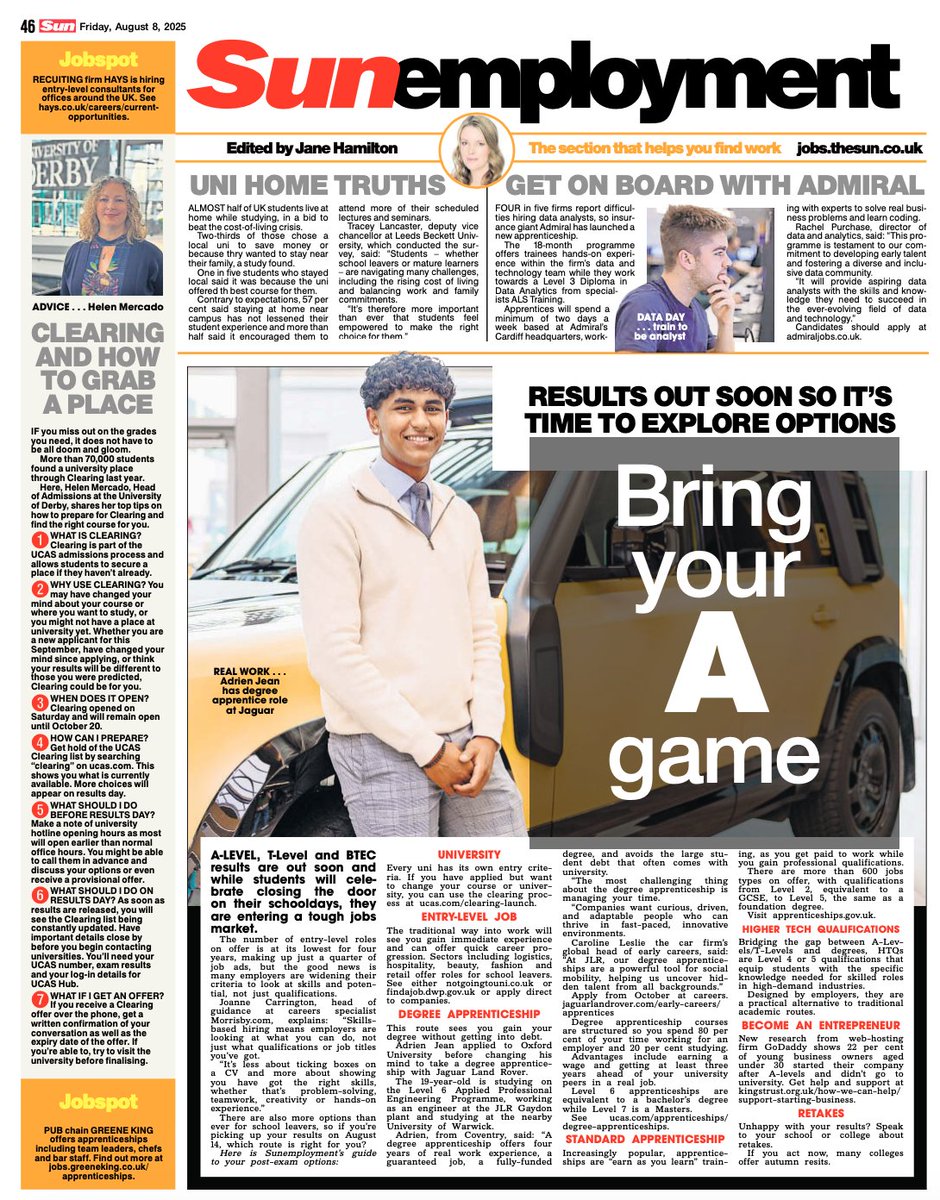 A-Level results day? Here are all your options - plus how to ace clearing. Good luck to you all 🍀
thesun.co.uk/money/36197694…
<a href="/ucas_online/">UCAS</a> <a href="/TheSun/">The Sun</a> #ALevelResultsDay #ALevelResults <a href="/DerbyUni/">University of Derby</a>