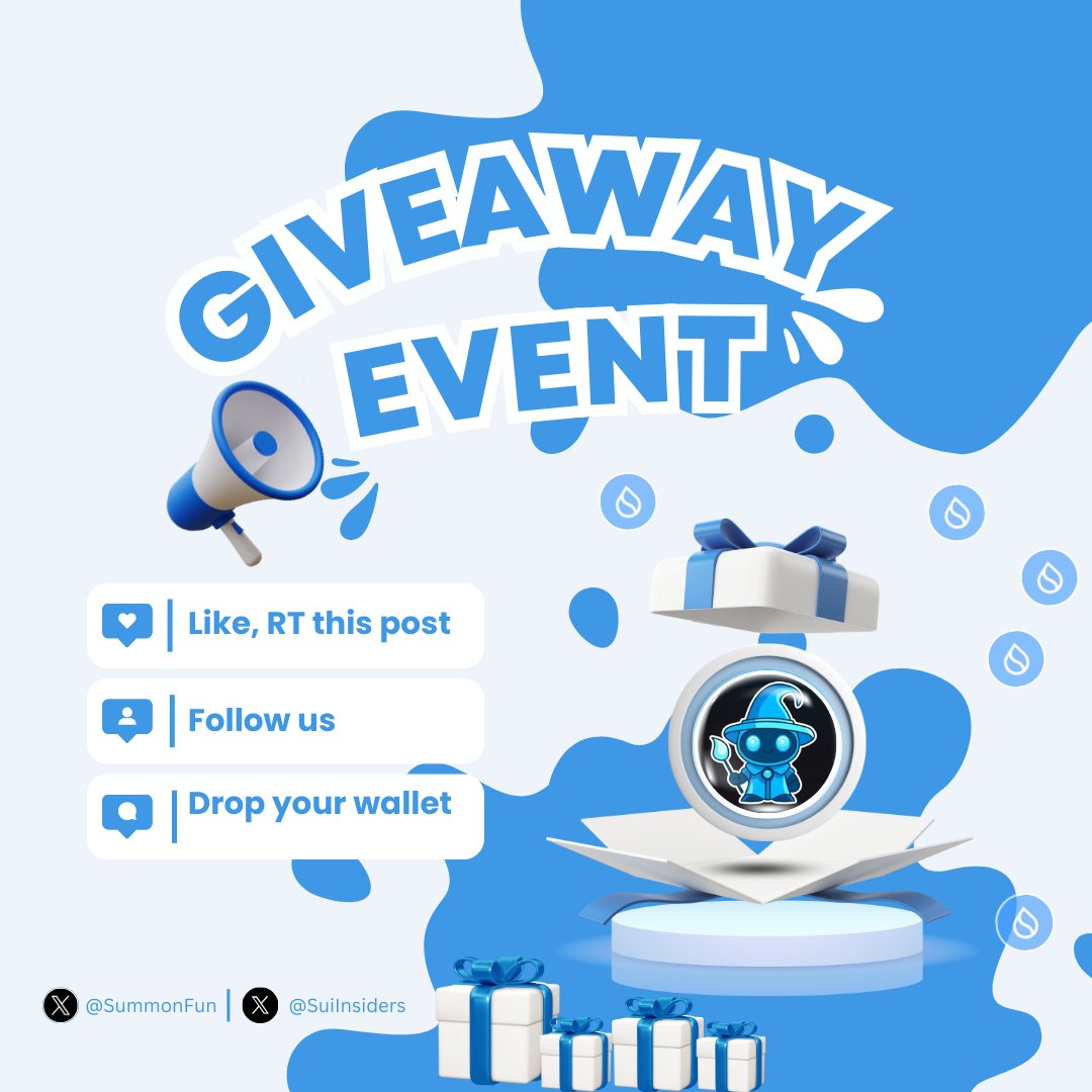 Sui Insiders💧 (@suiinsiders) on Twitter photo GIVEAWAY CAMPAIGN 🪂
Welcome Summon to the Sui universe, we’re launching a special giveaway to thank our amazing community with some exclusive rewards! 🎉
🎁 Rewards: $200 in $SUI
1️⃣ Follow <a href="/SummonFun/">summon.fun 🧙♂️</a> & <a href="/SuiInsiders/">Sui Insiders💧</a>
2️⃣ Like, RT, and Tag 3 friends
3️⃣ Comment your SUI wallet GIVEAWAY CAMPAIGN 🪂
Welcome Summon to the Sui universe, we’re launching a special giveaway to thank our amazing community with some exclusive rewards! 🎉
🎁 Rewards: $200 in $SUI
1️⃣ Follow <a href="/SummonFun/">summon.fun 🧙♂️</a> & <a href="/SuiInsiders/">Sui Insiders💧</a>
2️⃣ Like, RT, and Tag 3 friends
3️⃣ Comment your SUI wallet