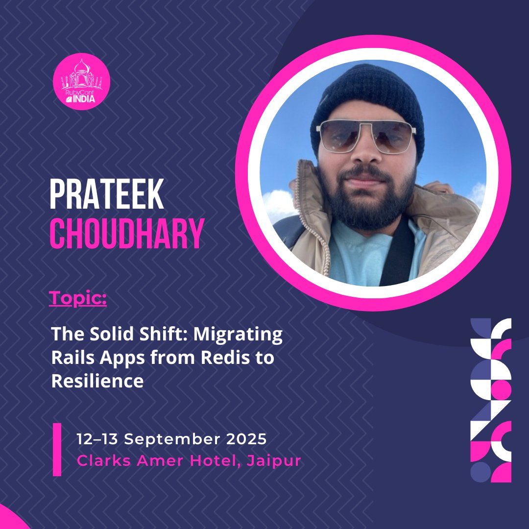 Speaker Alert!

We’re excited to have Prateek Choudhary take the #RCI25 stage with his talk, “The Solid Shift: Migrating Rails Apps from Redis to Resilience.”

Register Now: townscript.com/e/rubyconf-ind…

#RubyConfIndia #RCI25