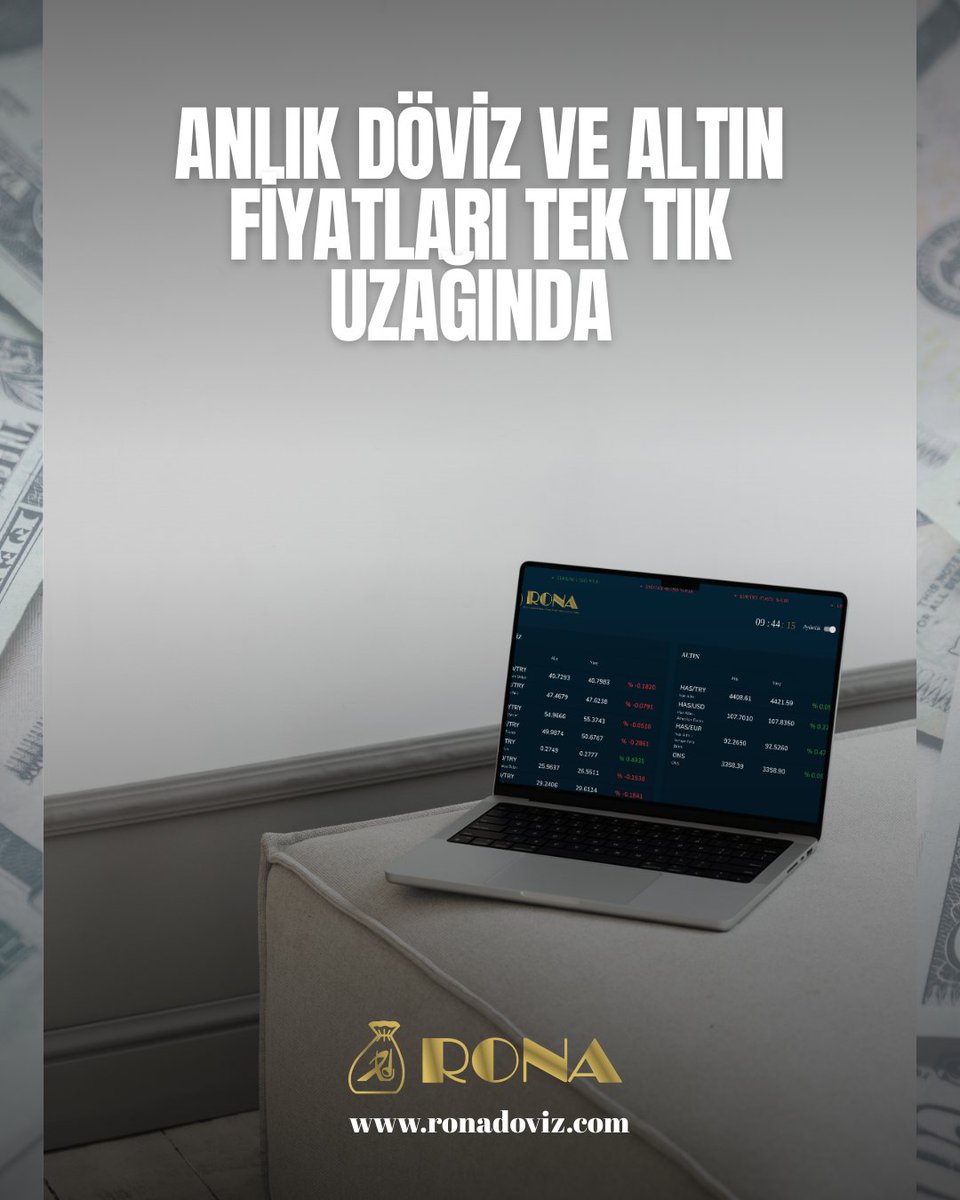 💻 Anlık Döviz ve Altın Fiyatları Tek Tık Uzağında!

Piyasaları yakından takip etmek Rona Döviz ile artık çok kolay.

ronadoviz.com ile döviz, altın ve kripto para fiyatlarını saniye saniye öğren, anlık değişimleri kaçırma.

Hızlı, güncel ve güvenilir verilerle piyasa
