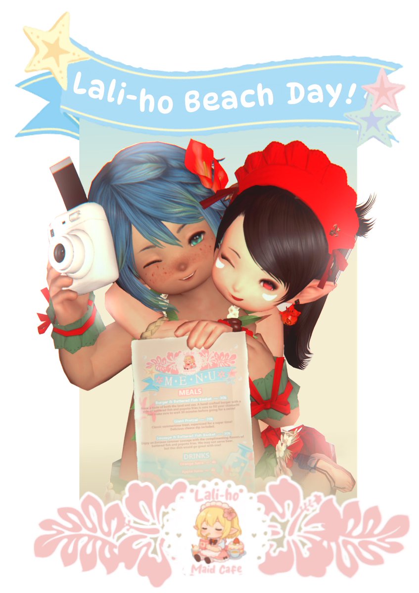 👙Lali-ho Special Beach Day~!☀️Don’t miss out on our beach day this week🌊Bathing suits are just as cute as maid dresses👗

💒 Crystal • Coeurl • Shiro Ward 1 Docks
💒 6-9pm EST every Saturday

💌 lali-ho.carrd.co
💌 discord.gg/lali-ho