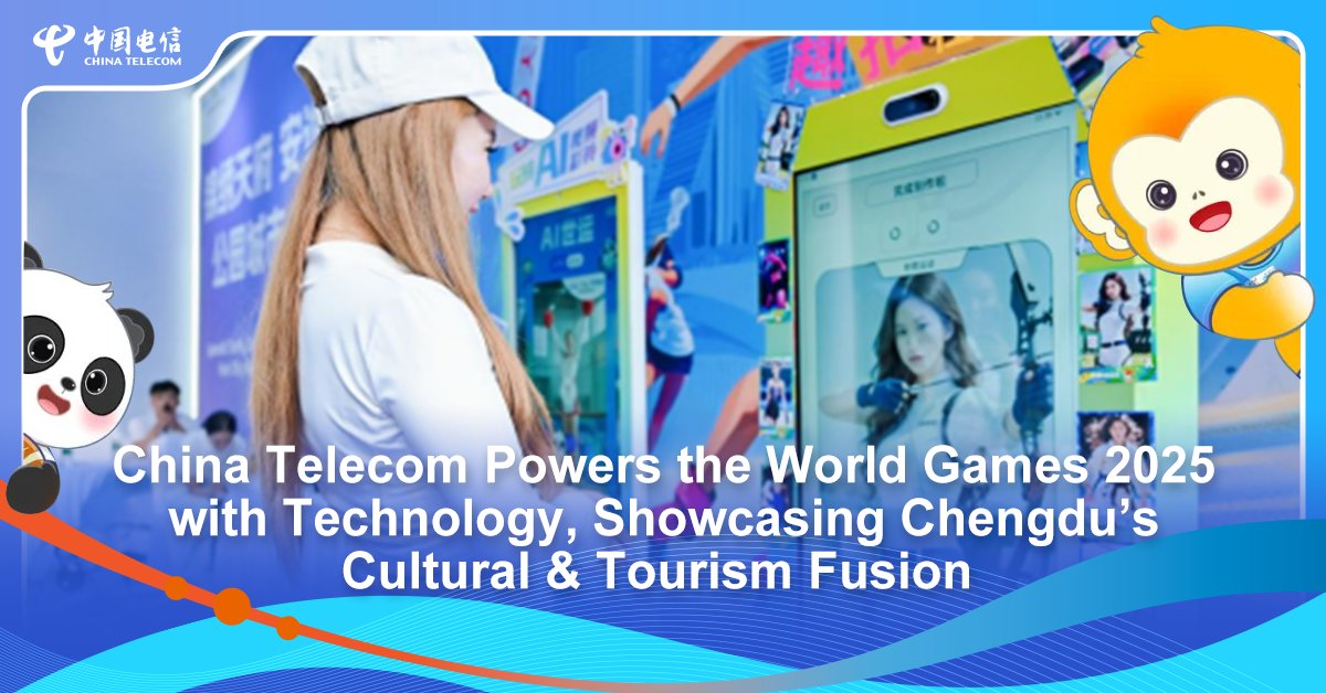 At #WorldGames2025 in Chengdu, #ChinaTelecom blends tech &amp; culture with our XR Immersive Space — explore venues in 8K-VR, meet mascots, enjoy local perks. Innovation that inspires, tech that connects. 🌏🏟️✨
Contact: chinatelecomglobal.com/contact/contac…