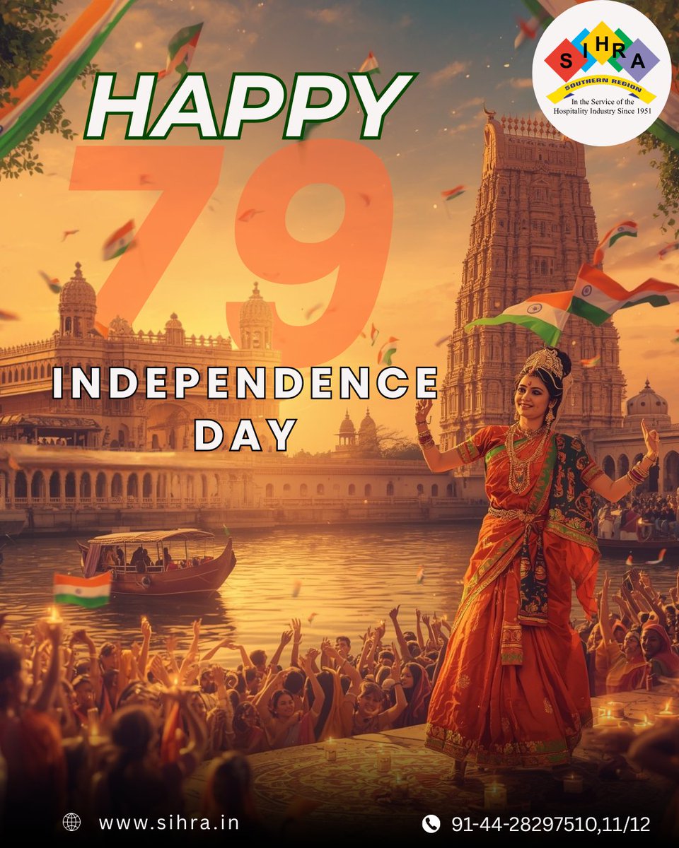 SIHRAOfficial's tweet photo. Celebrate the 79th Independence Day with SIHRA, honoring India’s rich heritage and unity. Wishing everyone freedom, pride, and progress as we continue serving the hospitality industry since 1951.

📞 91-44-28297510, 11, 12 https://t.co/VJw4IEr6Hs