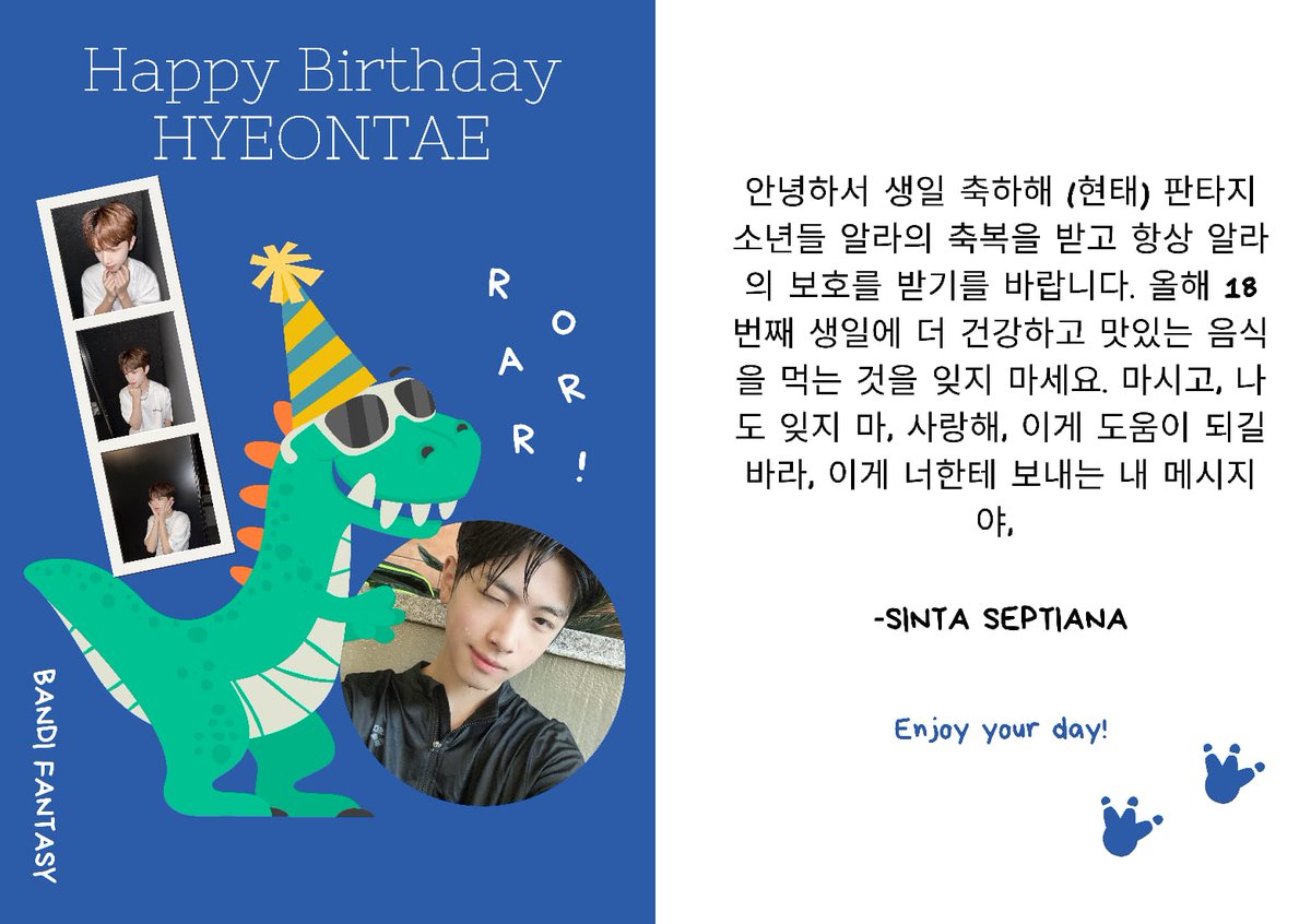 sintakorea septiana (@inhongbogor) on Twitter photo #hyeontae <a href="/BandiFantasy/">Bandi Fantasy</a> @l <a href="/fantasyboys_twt/">FANTASY BOYS_Official</a> Happy birthday, may you always be healthy, amen. I hope you come to Indonesia soon and the event will be free. <a href="/KCC_Indonesia/">Korean Cultural Center Indonesia</a> #hyeontae <a href="/BandiFantasy/">Bandi Fantasy</a> @l <a href="/fantasyboys_twt/">FANTASY BOYS_Official</a> Happy birthday, may you always be healthy, amen. I hope you come to Indonesia soon and the event will be free. <a href="/KCC_Indonesia/">Korean Cultural Center Indonesia</a>