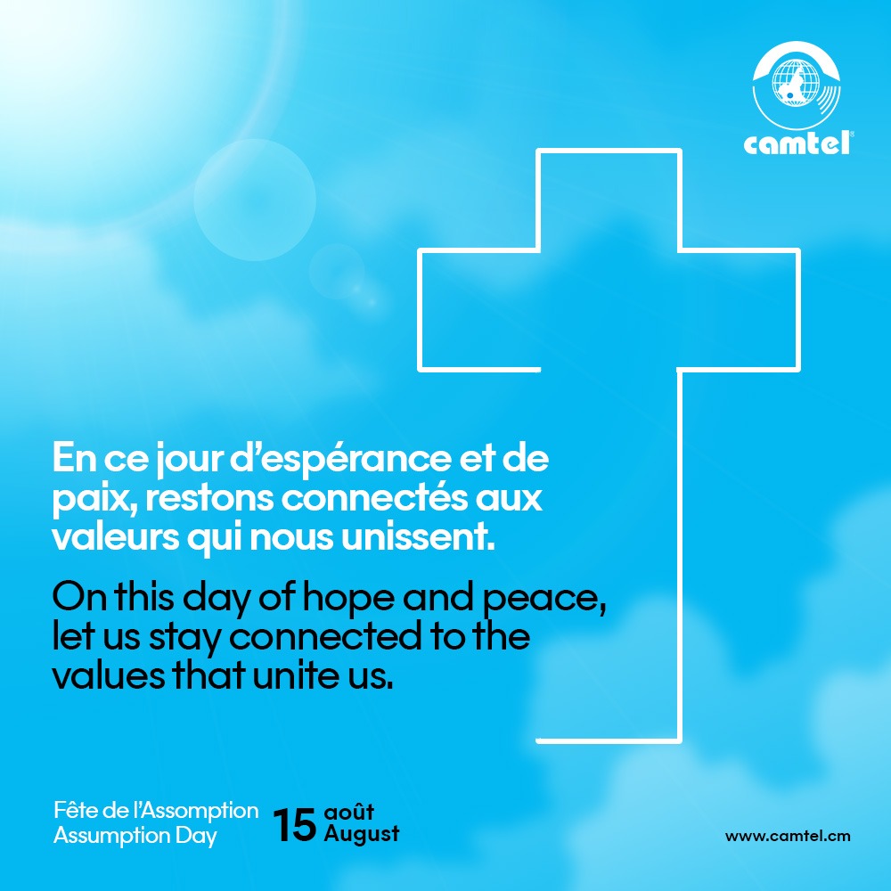 Joyeuse fête de l’Assomption 🙏💙
#Assomption #Paix #CAMTEL
-------
Happy Assumption Day 🙏💙
#AssumptionDay #Peace #CAMTEL