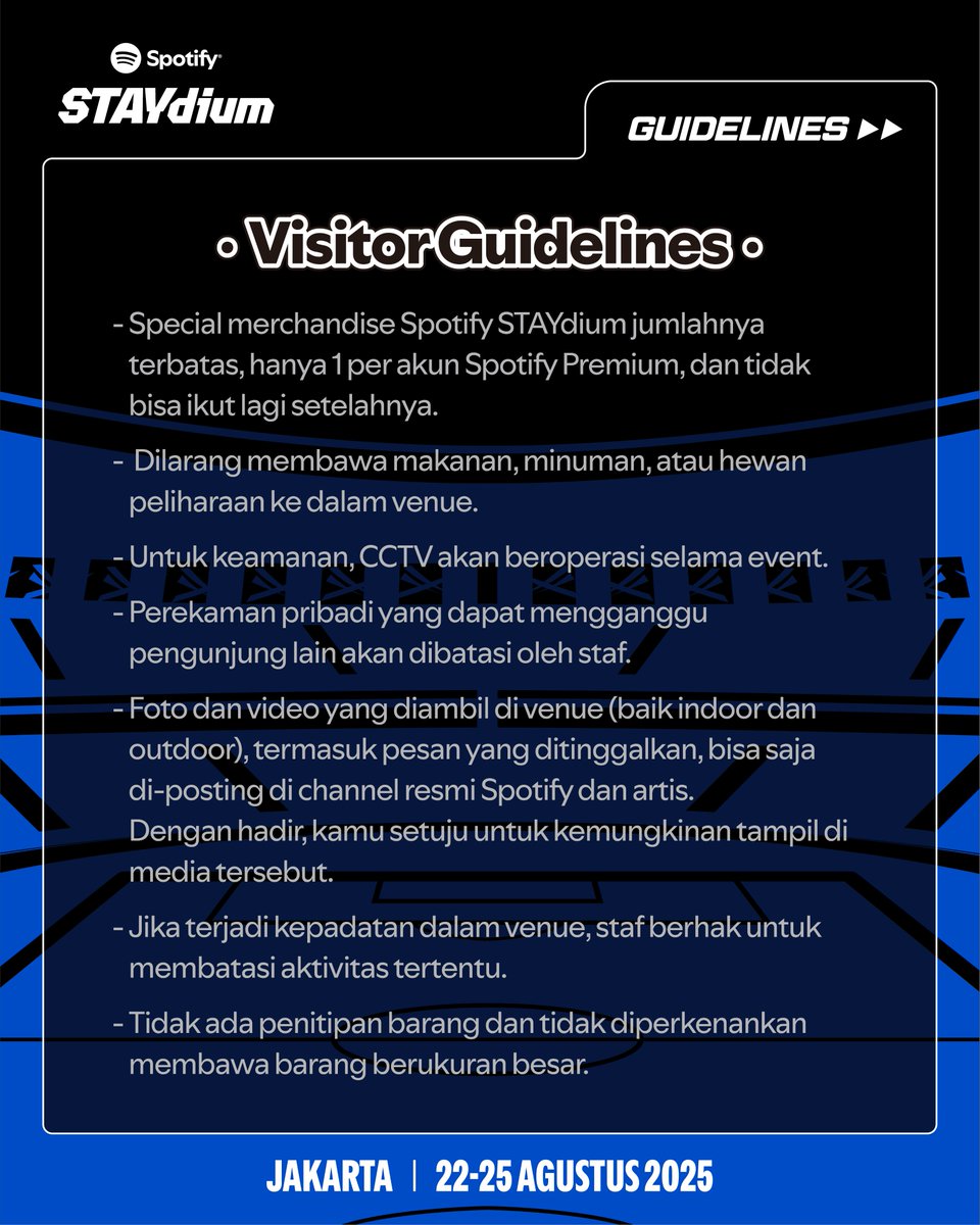 SpotifyID's tweet photo. 🏟️ Spotify STAYdium is coming!
STAY, udah siap?🔥

📍 City Hall - Pondok Indah Mall 3
🗓️ 22 - 25 Agustus 2025
🕒 Waktu Event:
Jumat, 22 Agustus 2025 13:00 WIB - 22:00 WIB 
Sabtu, 23 Agustus 2025 - Senin, 25 Agustus 2025 10:00 WIB - 22:00 WIB

*Hanya untuk pengguna Spotify Premium.

🎧 Pre-save Stray Kids [KARMA] di Spotify dulu yuk!
https://t.co/R5PcPZU7VL 

@Stray_Kids 
#Spotify #StrayKids #SpotifySTAYdium #KARMA #CEREMONY #SpotifyPremium
