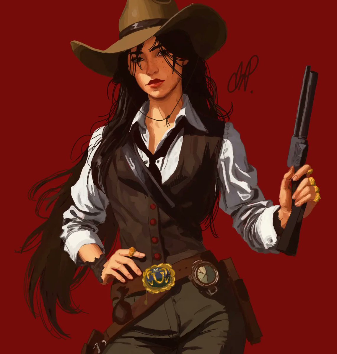 nerdxz_'s tweet photo. This is a rdr2 oc i made once for someone! Im really proud of how I made the clothing but the gun looks goofy honestly hahaha
#rdr2 #ocart #comission #art #digitalart #comssionsopen #cowboy #western https://t.co/Mk2ffGklHX