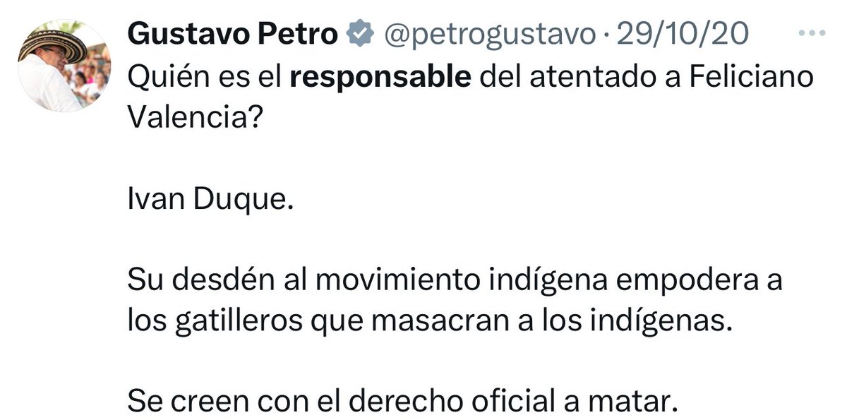 juanbaenam's tweet photo. @petrogustavo ¿Se va a denunciar a sí mismo por incoherente?

Cuando era oposición acusaba de manera sistemática a gobiernos anteriores. Hoy, en su gobierno, van más de 200 líderes sociales asesinados y un magnicidio contra Miguel Uribe.

Su única política de seguridad ha sido prender el odio y después hacerse la víctima. Presidente, usted SÍ es responsable de la seguridad de los colombianos