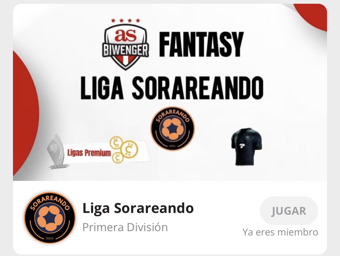 Sorareando (@sorareando) on Twitter photo 🗓️ Mañana empieza La Liga 🇪🇸 y la 🏆 LIGA FANTASY SORAREANDO ⚽️
⏳ Todavía estas a tiempo de participar <a href="/biwenger/">Biwenger Fantasy 🏆</a> la tiene en el apartado de Ligas Oficiales 🤯
🥇PREMIOS: Camiseta Sorare 🎁 para el ganador ➕ 3 Ligas Premium
📲 Enlace para participar: biwenger.as.com/link/join/gF2z… 🗓️ Mañana empieza La Liga 🇪🇸 y la 🏆 LIGA FANTASY SORAREANDO ⚽️
⏳ Todavía estas a tiempo de participar <a href="/biwenger/">Biwenger Fantasy 🏆</a> la tiene en el apartado de Ligas Oficiales 🤯
🥇PREMIOS: Camiseta Sorare 🎁 para el ganador ➕ 3 Ligas Premium
📲 Enlace para participar: biwenger.as.com/link/join/gF2z…
