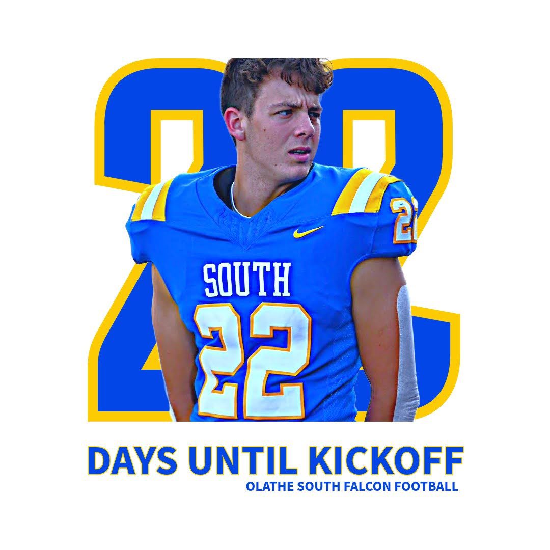 Welcome back Falcons! 22 Days until kickoff!!! <a href="/OSFalconFB/">Olathe South Falcons</a> <a href="/Coach_MA_/">Michael A Allen</a> <a href="/ADMillerOS/">AD Miller</a> <a href="/OS_BirdHouse/">OS Student Section</a>