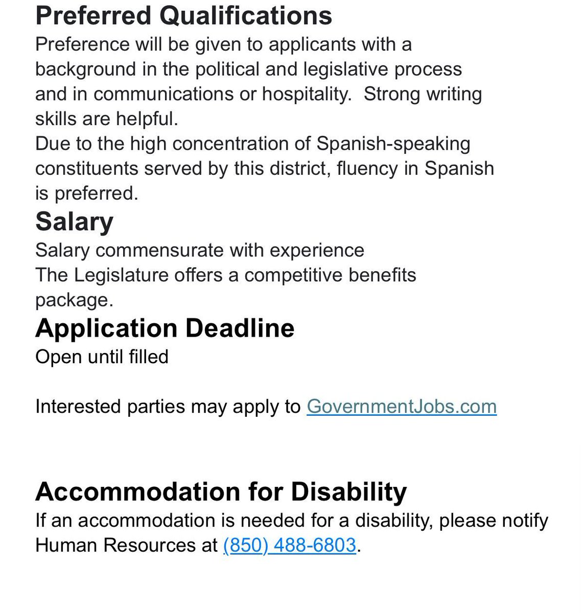 📢 We’re Hiring! Senator Kristen Arrington’s District 25 Office is looking for a District Legislative Aide to join our team!

If you’re passionate about serving the community, fluent in English and Spanish, and ready to support our office and constituent work, we want to hear