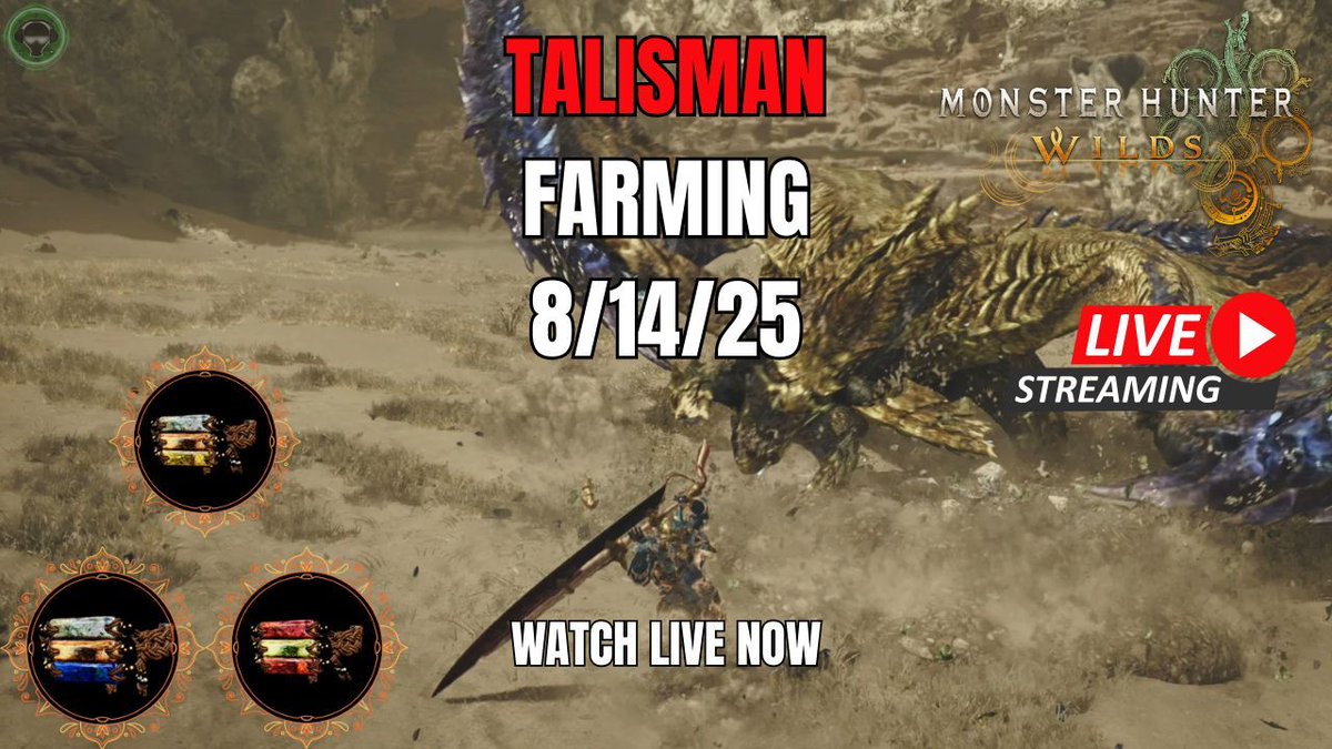 Headset2Audio's tweet image. 🚨 LIVE NOW 🚨
Hunting monsters &amp;amp; farming talismans in Monster Hunter Wilds!
💎 FAST loot farming guide + rare drops in real-time!
🎥 Watch here ➡️ youtube.com/@headset2audio
#MonsterHunterWilds #GamingLive #Headset2Audio