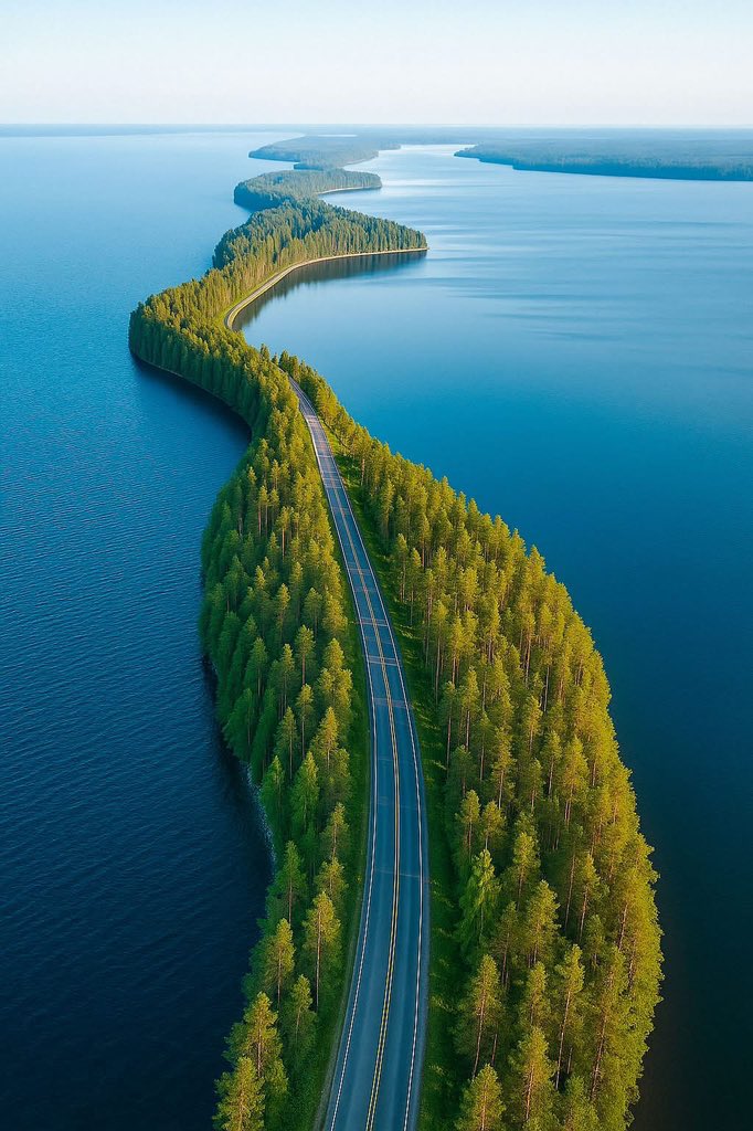20 Most Breathtaking Roads in The World🧵

1. The 'Road of the Century' —The Punkaharju Esker Road in Finland 🇫🇮 💚