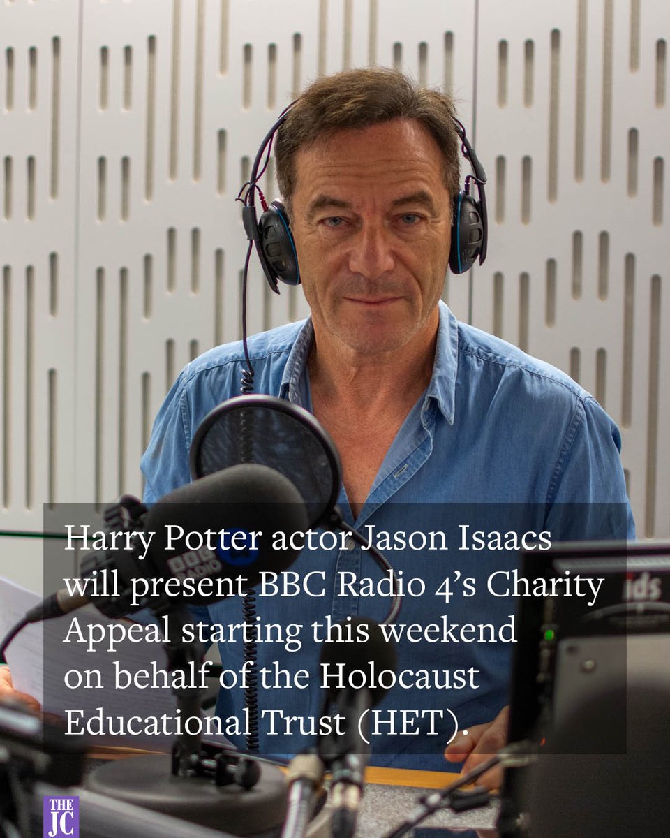 The @holocaustuk appeal, which will be broadcast twice on Sunday and once next week, is to focus on HET’s work in educating people across the country about the Shoah. It will feature White Lotus star Jason Isaacs and Holocaust survivor Manfred Goldberg MBE.