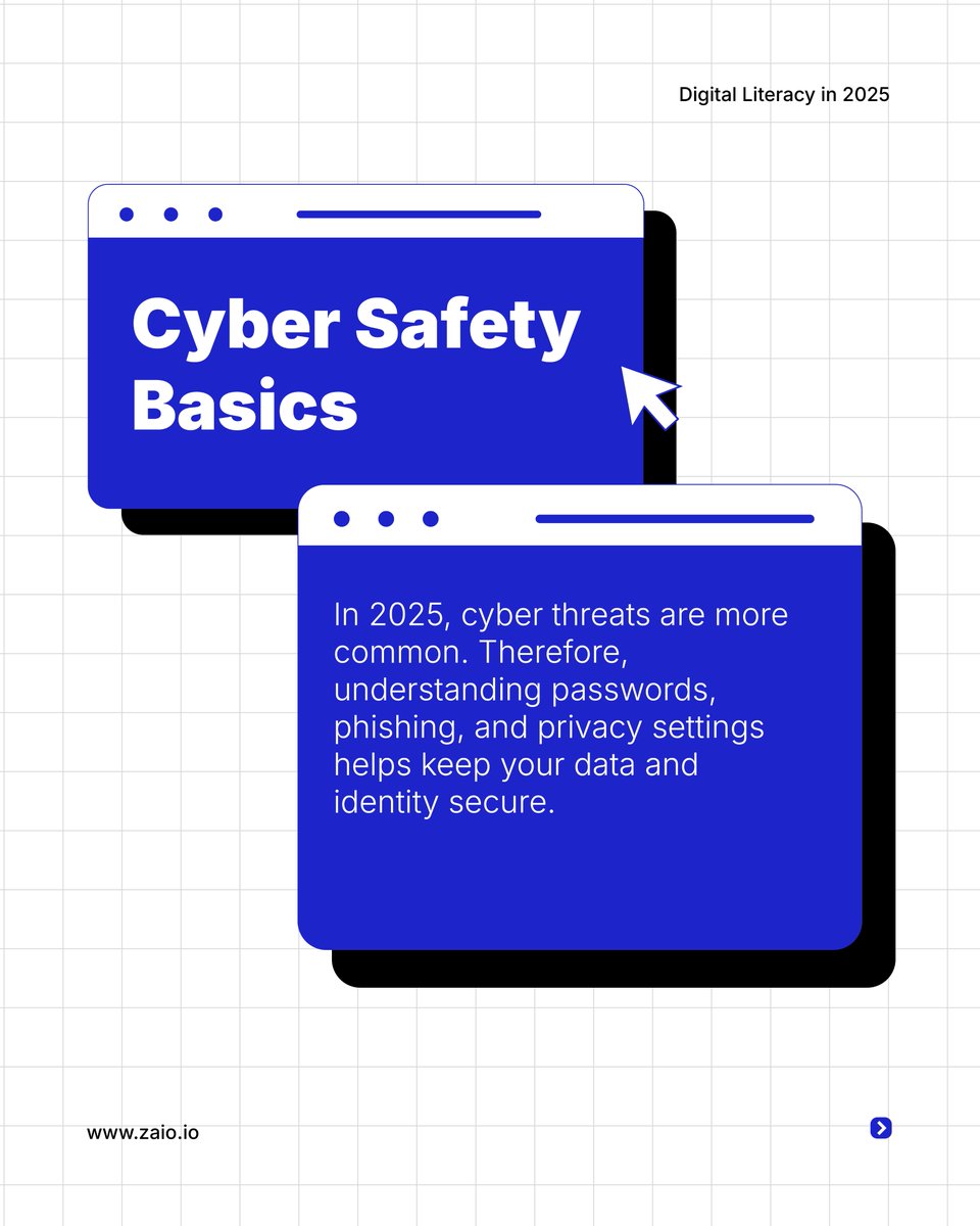 zaiotech's tweet image. Tech is evolving, and so should you. 🚀
📌Master the tools.
🛡 Stay cyber-safe.
🧠Think critically online.
Digital literacy isn’t optional in 2025, it’s your edge.
#DigitalLiteracy #TechSkills #LearnWithZaio