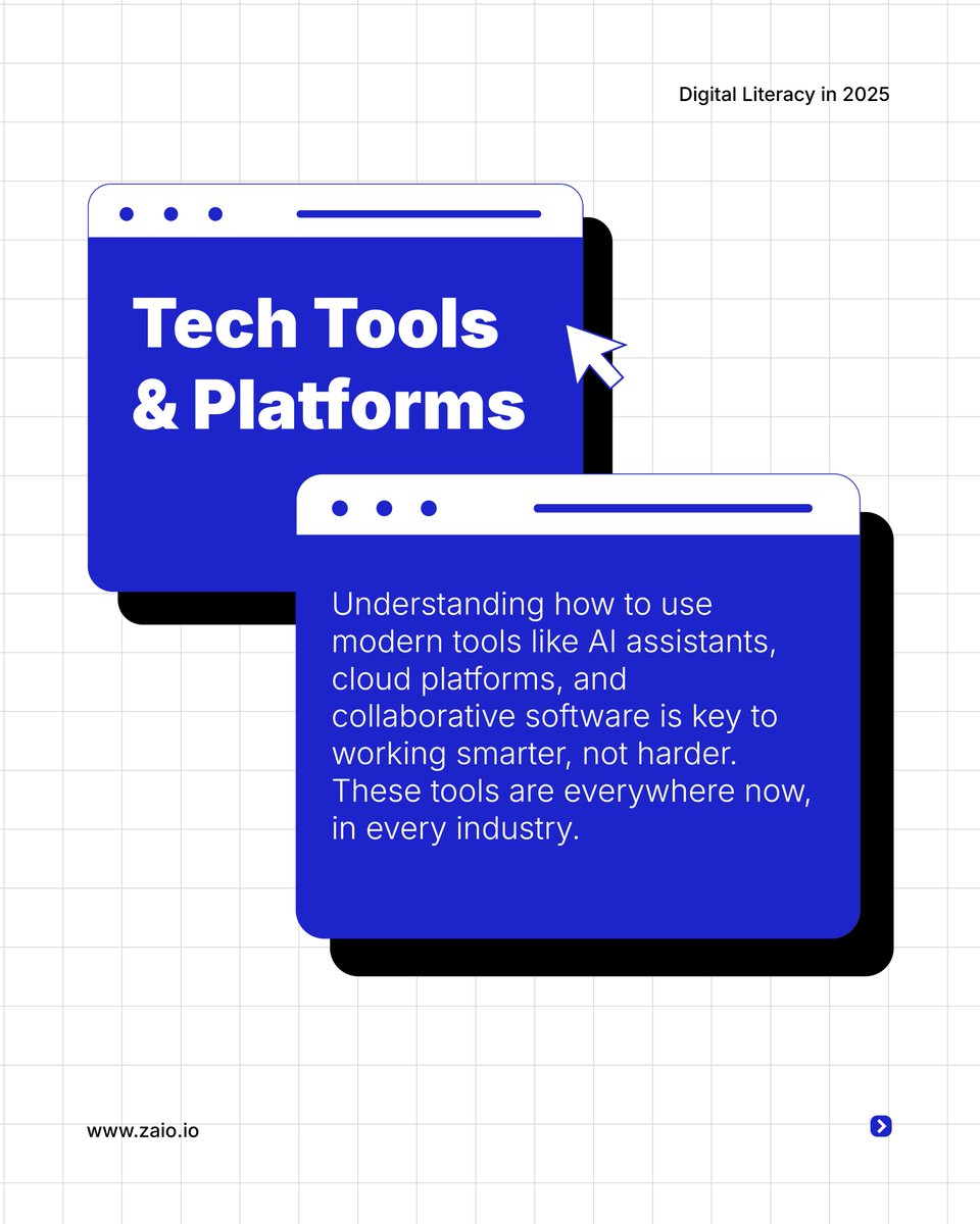 zaiotech's tweet image. Tech is evolving, and so should you. 🚀
📌Master the tools.
🛡 Stay cyber-safe.
🧠Think critically online.
Digital literacy isn’t optional in 2025, it’s your edge.
#DigitalLiteracy #TechSkills #LearnWithZaio
