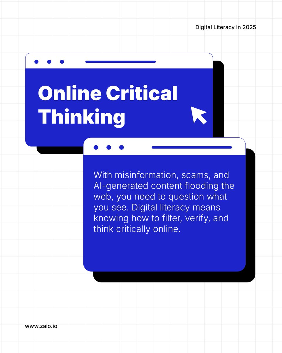 zaiotech's tweet image. Tech is evolving, and so should you. 🚀
📌Master the tools.
🛡 Stay cyber-safe.
🧠Think critically online.
Digital literacy isn’t optional in 2025, it’s your edge.
#DigitalLiteracy #TechSkills #LearnWithZaio