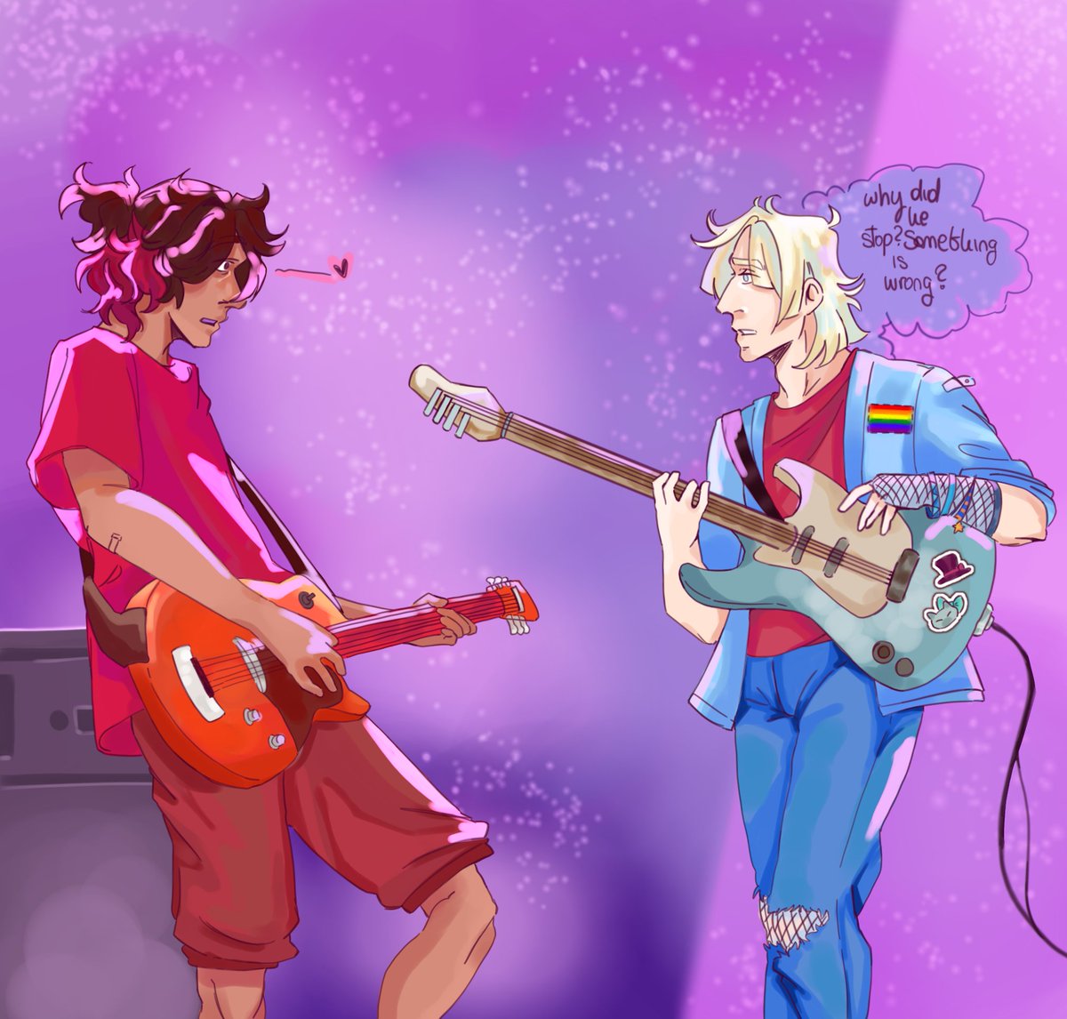 lyntwinslilies's tweet photo. stopping mid performance to stare at the hot bassist may not be a great idea, gaming😔😔
day one: band au!! (i don't know how to draw instruments. or backgrounds. or anything)
#lionfishweek #lionfishweek2025 #lionfish https://t.co/svbLVWTmKb