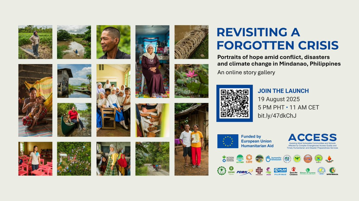 Join us on #WorldHumanitarianDay2025 to hear stories of survival, strength, and community from Mindanao, Philippines. Presented by the <a href="/ECHO_Asia/">EU Humanitarian Aid | Asia-Pacific 🇪🇺</a>-funded #ACCESSProject. 

🔗 Register here (Zoom): bit.ly/47dkChJ