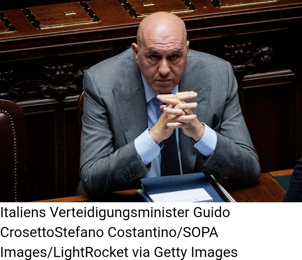 Rom: Kiew muss Kompromiss zwischen gerecht und akzeptabel finden
🔴

Italiens Verteidigungsminister Guido Crosetto ist der Ansicht, dass Wladimir Selenskij einen Kompromiss zwischen gerecht und akzeptabel finden muss. Dies verkündet er in einem Interview mit der Zeitung Corriere
