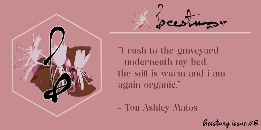 "I rush to the graveyard underneath my bed.
the soil is warm and i am
again organic." 

Read "on Alan Turing as we meet in quarantine again and again" by Tori Ashley Matos in beestung 8

beestungmag.com/issue08/one-po…